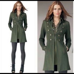 CAbi trench sweater jacket olive green XS military